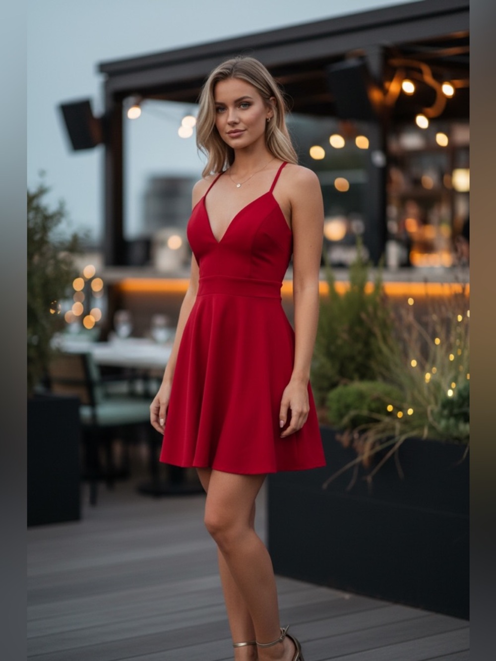 Max + Ash Red V-Neck Lace Sleeveless Skater Dress Romantic NEW Size Small